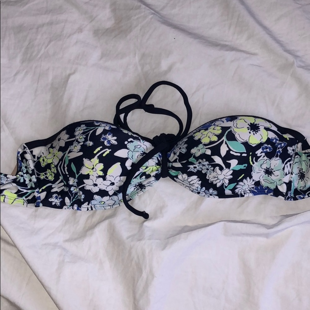 Navy blue floral bikini top